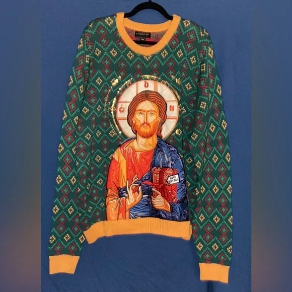 Christmas 🎄 Sweater "HAPPY BDAY BRO" Jesus with Present 🎁 Size XXL - Picture 2 of 5